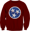 Red TN Flag Crew Neck Sweatshirt  Crew Neck Sweatshirt - Nothing Too Fancy