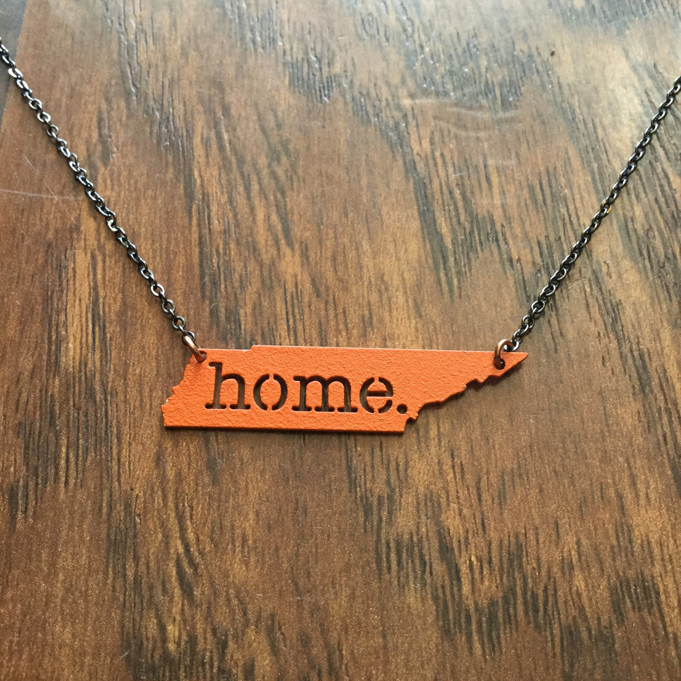 Home Necklace - Orange Stainless Steel