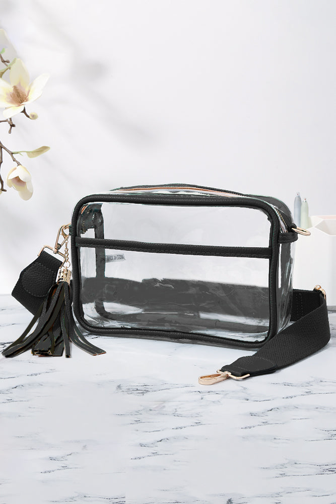 Clear Stadium Cross Body Bag - Black