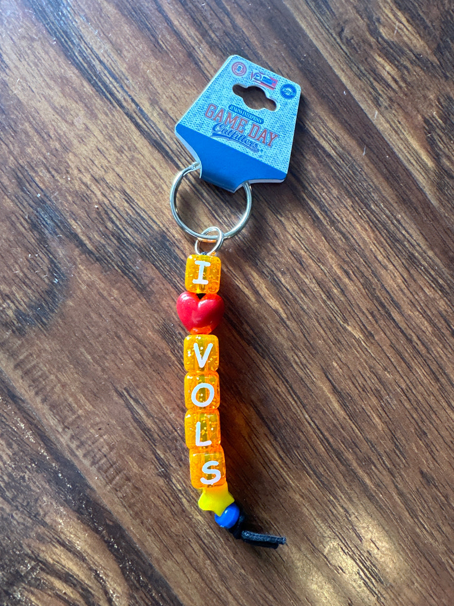 I heart VOLS Beaded Keychain