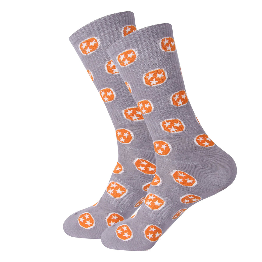 Socks - Gray/Orange Tri-Star - Nothing Too Fancy