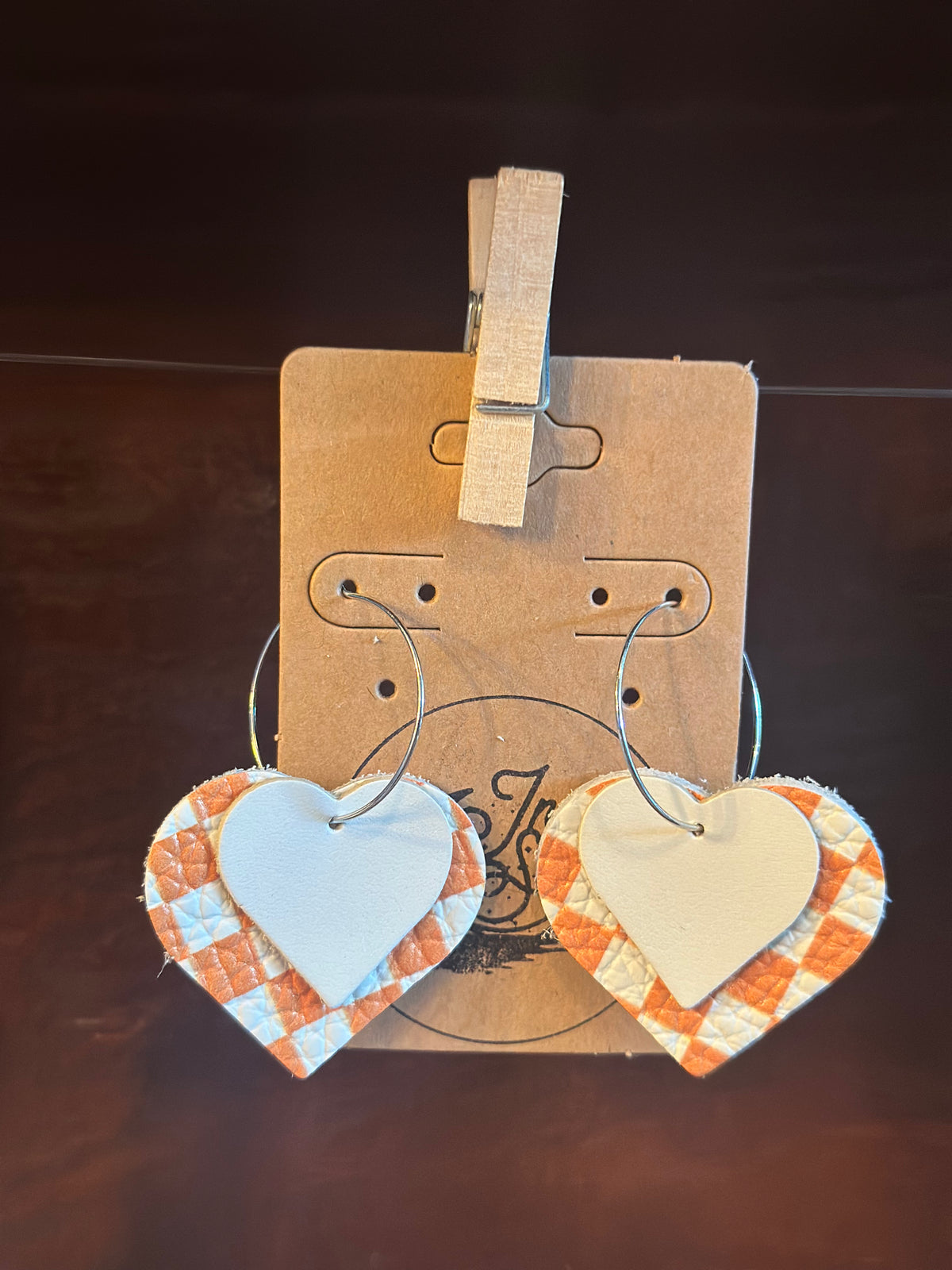 TN Leather Heart Hoop Earrings