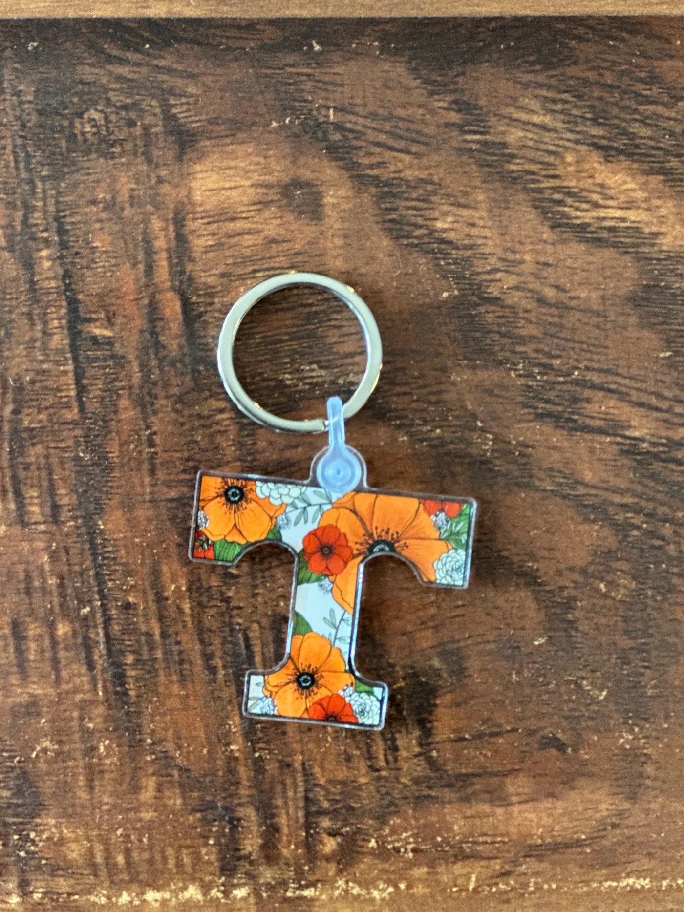 Power T Floral Keychain