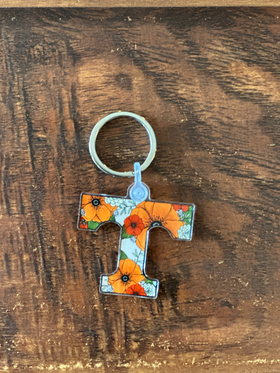 Power T Floral Keychain