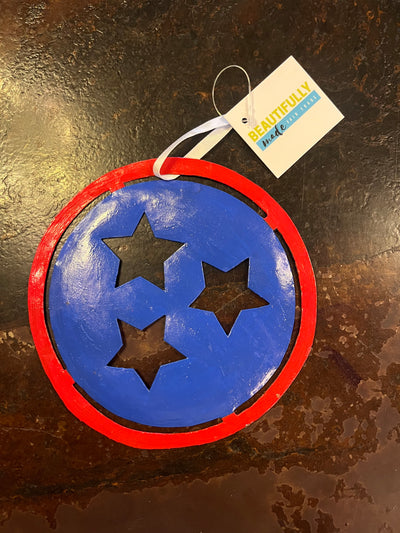 Metal Painted Tri-star Ornament - Handmade In Haiti