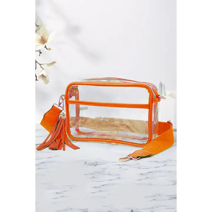 Clear Cross Body Bag - Orange