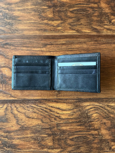 Tri-Star Leather Bifold Wallet - Black