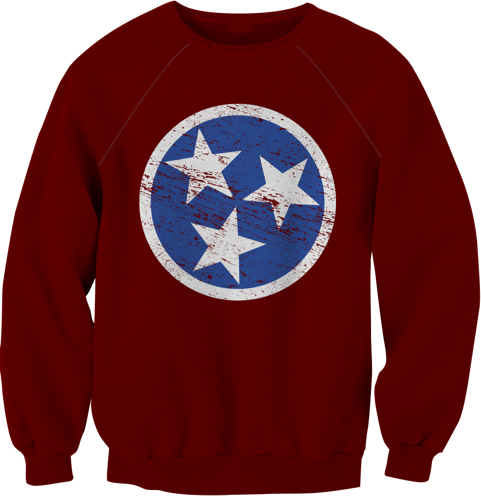 Red TN Flag Crew Neck Sweatshirt  Crew Neck Sweatshirt - Nothing Too Fancy