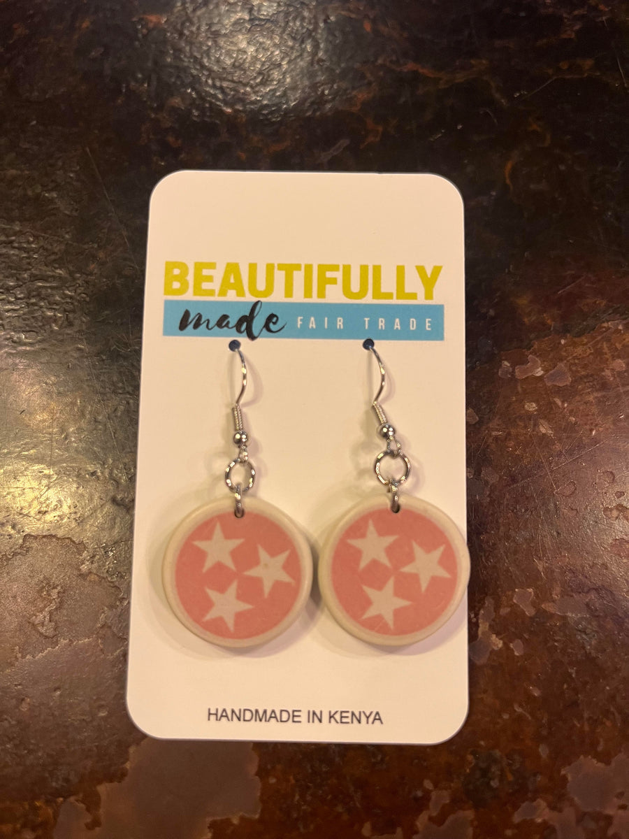 Soapstone Tri-Star Earrings - Handmade In Haiti