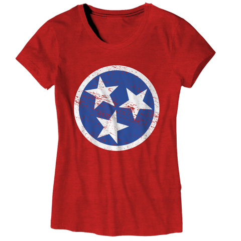 Ladies Red TN Flag  T-Shirt - Nothing Too Fancy