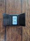 Tri-Star Leather Trifold Wallet - Black