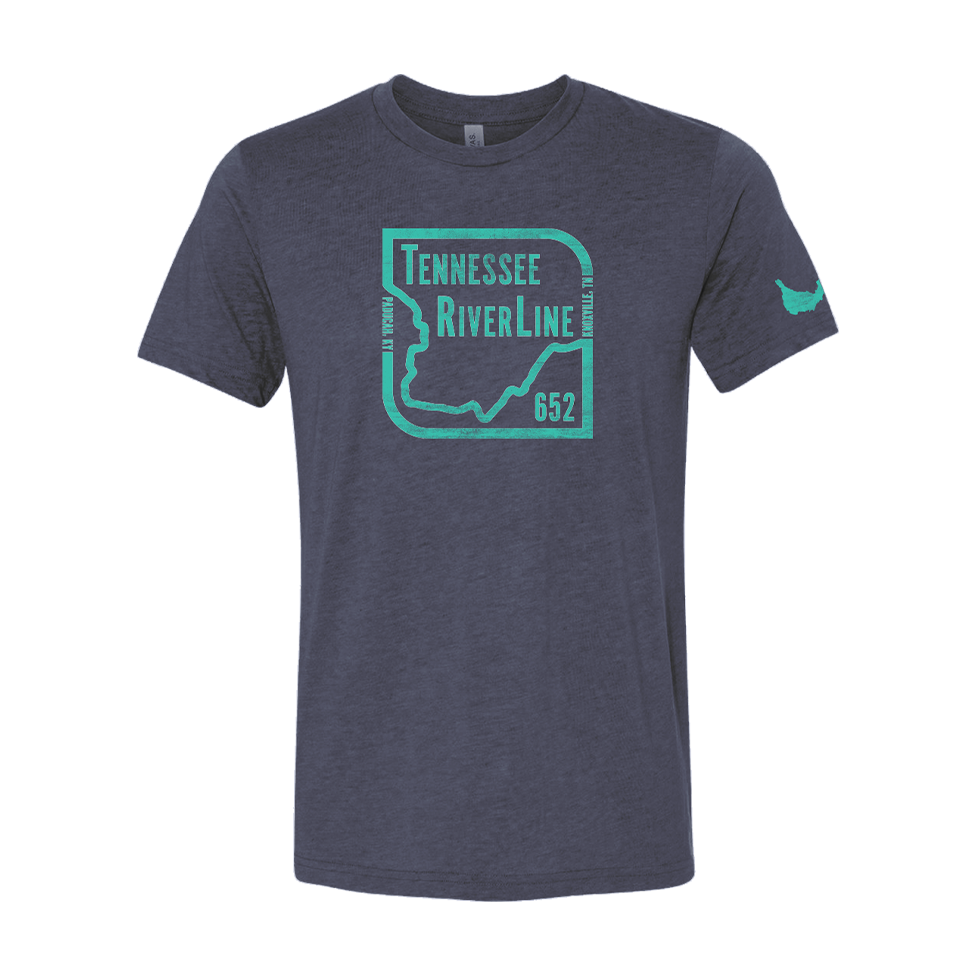 Teal shirt top with purple writing