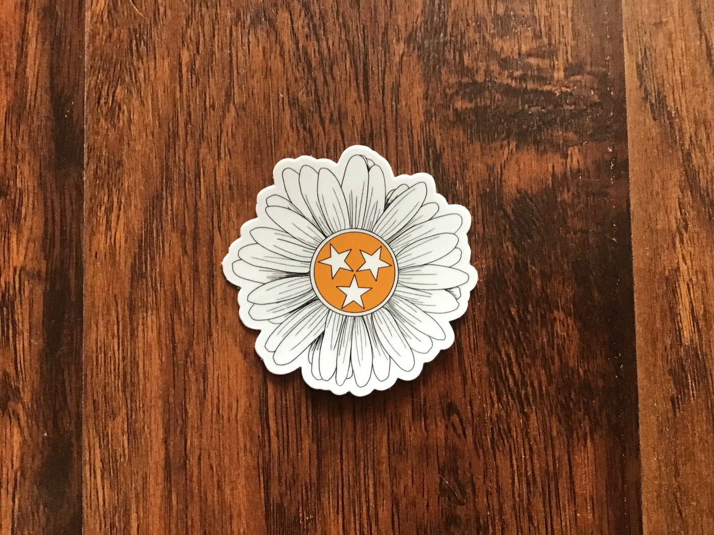 Orange & White Tri-Star Flower Sticker