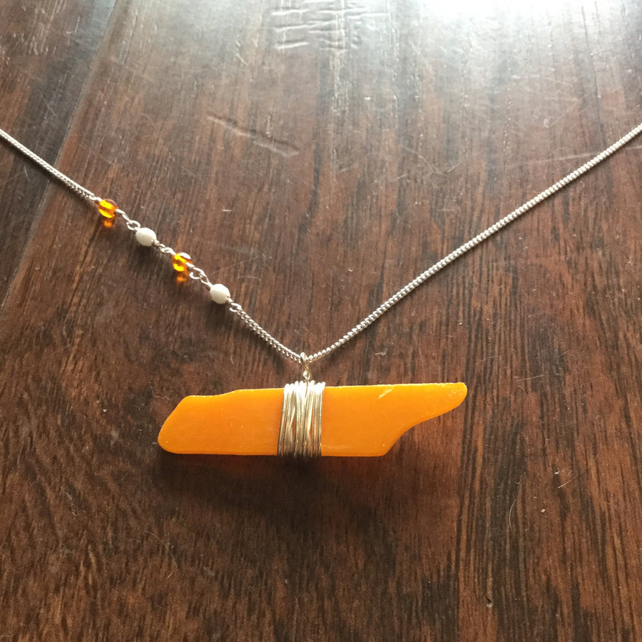 Orange Glass TN Necklace - 28"  jewelry - Nothing Too Fancy
