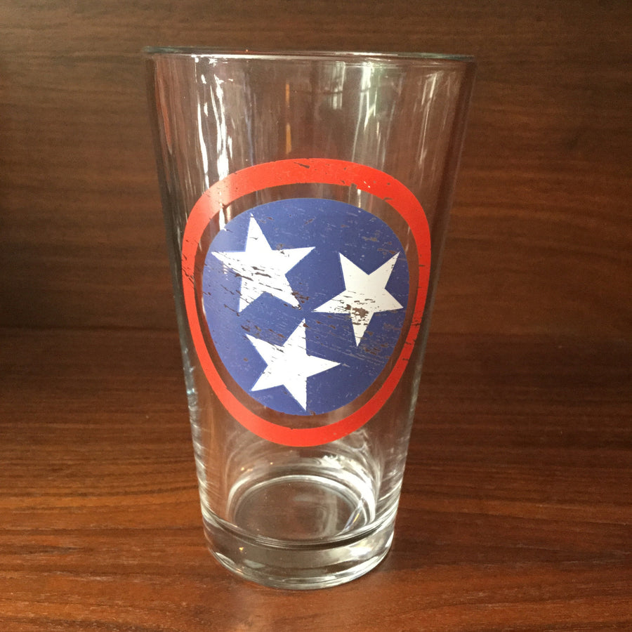 Tri-Star Flag RWB Pint Glass  glassware - Nothing Too Fancy