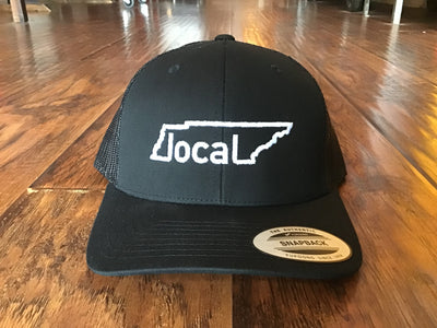 Local Trucker Hat - Black with White Stitching