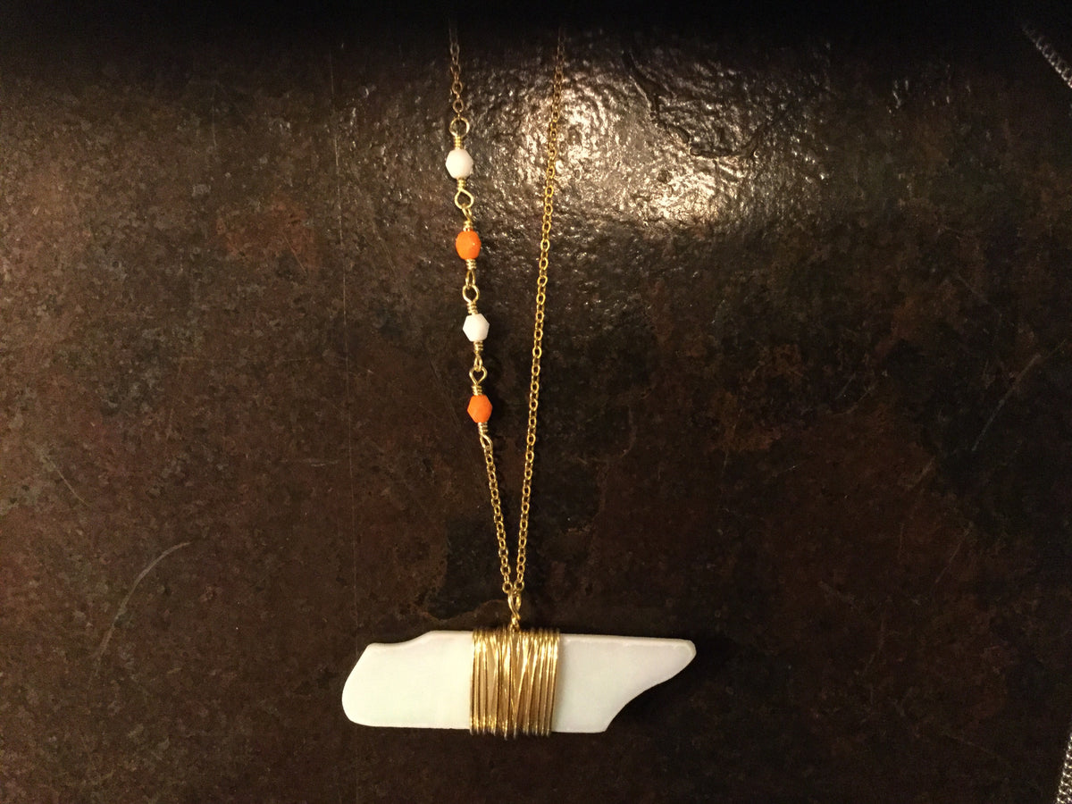 White Glass TN Necklace - 28"