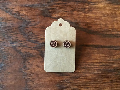 Wooden Tri-Star Earring - Studs