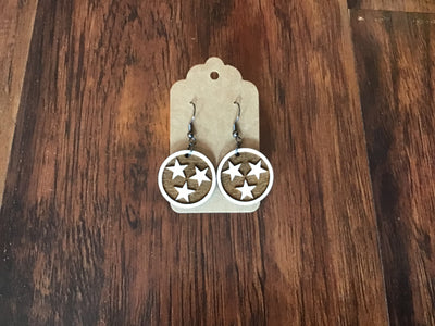 Wooden Tri-Star Earring - Dangles