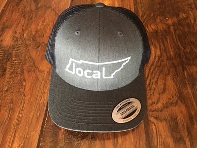 Local Trucker Hat - Dark Heather/Black with White Stitching