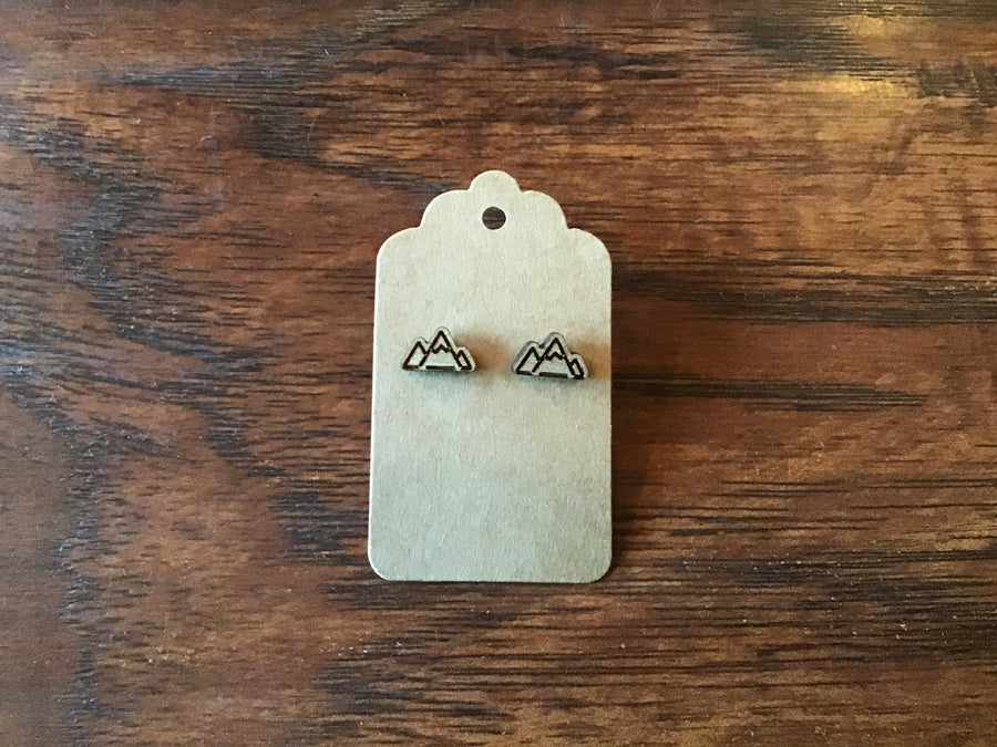 Wooden Mountain Earring - Studs