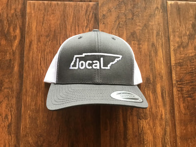 Local Trucker Hat - Charcoal/White with White Stitching